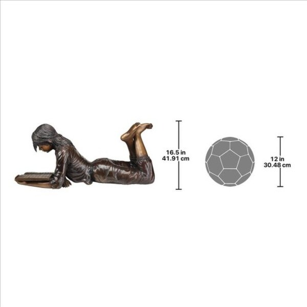Young Scholar Reading Girl Bronze Statue Scale to Size Life Realistic